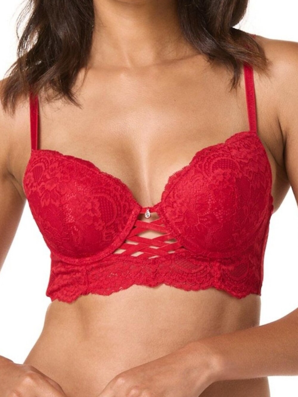 XOXO bra padded lace pinkish orange 34C sheer back 🌺 great look sexy